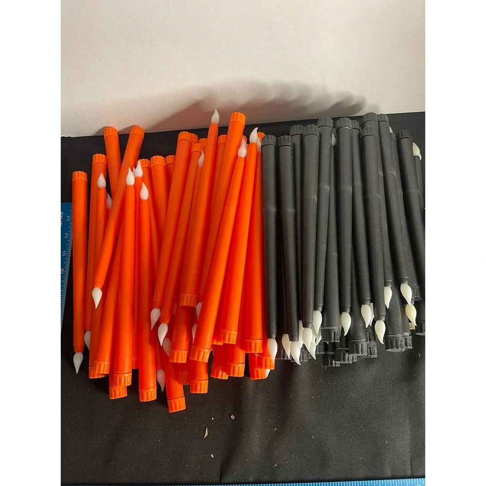 97pc Halloween Flameless LED Taper Candles Bulk‎ Lot Orange Black 10.5 inch